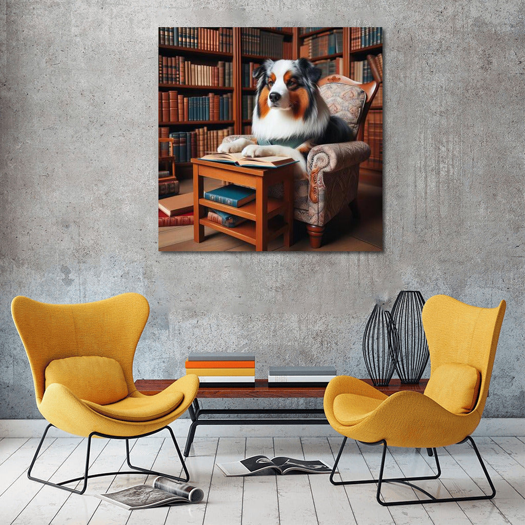 Australian Shepherd Reading in the Library: Comfort and Humor for Dog and Book Lovers
