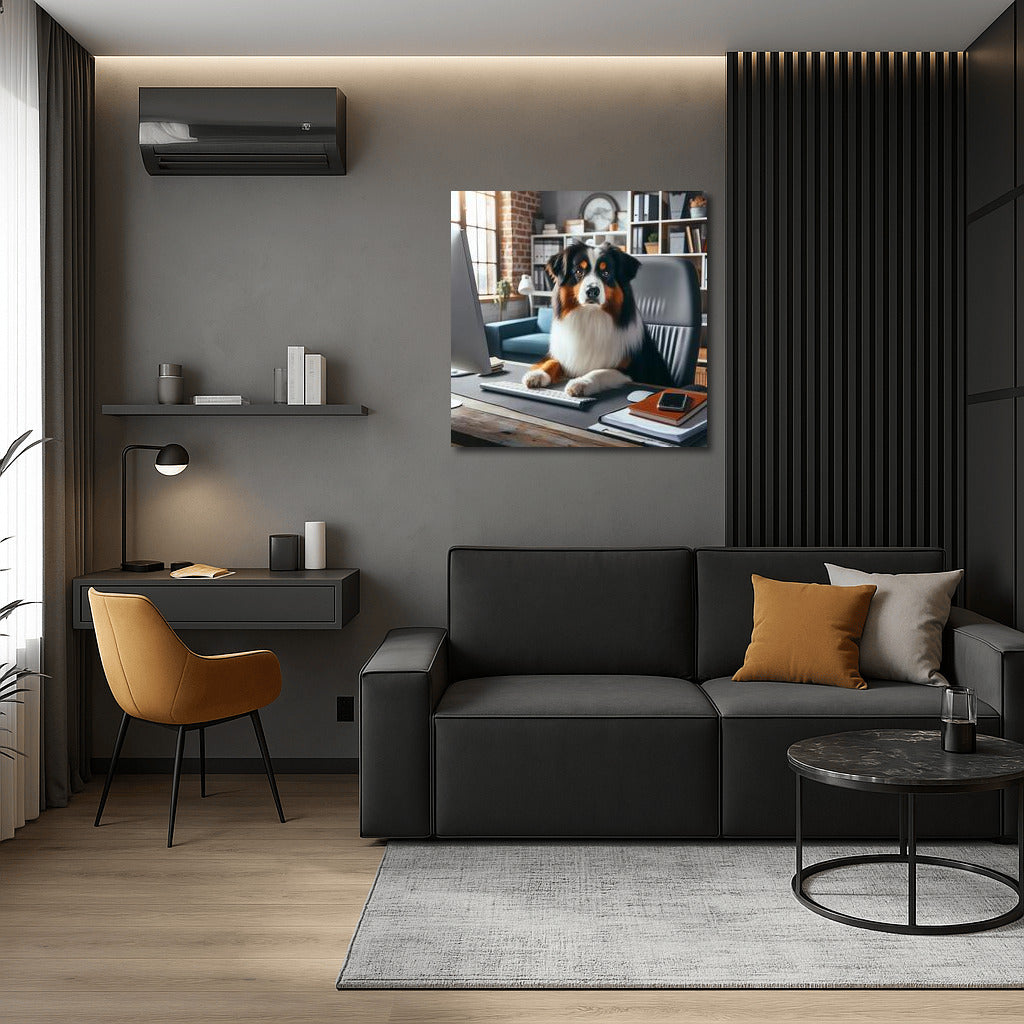 Office Genius: Australian Shepherd at the Computer