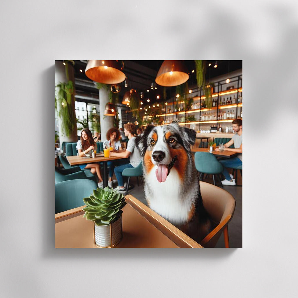 Australian Shepherd at the Fashion Cafe: Style and Atmosphere