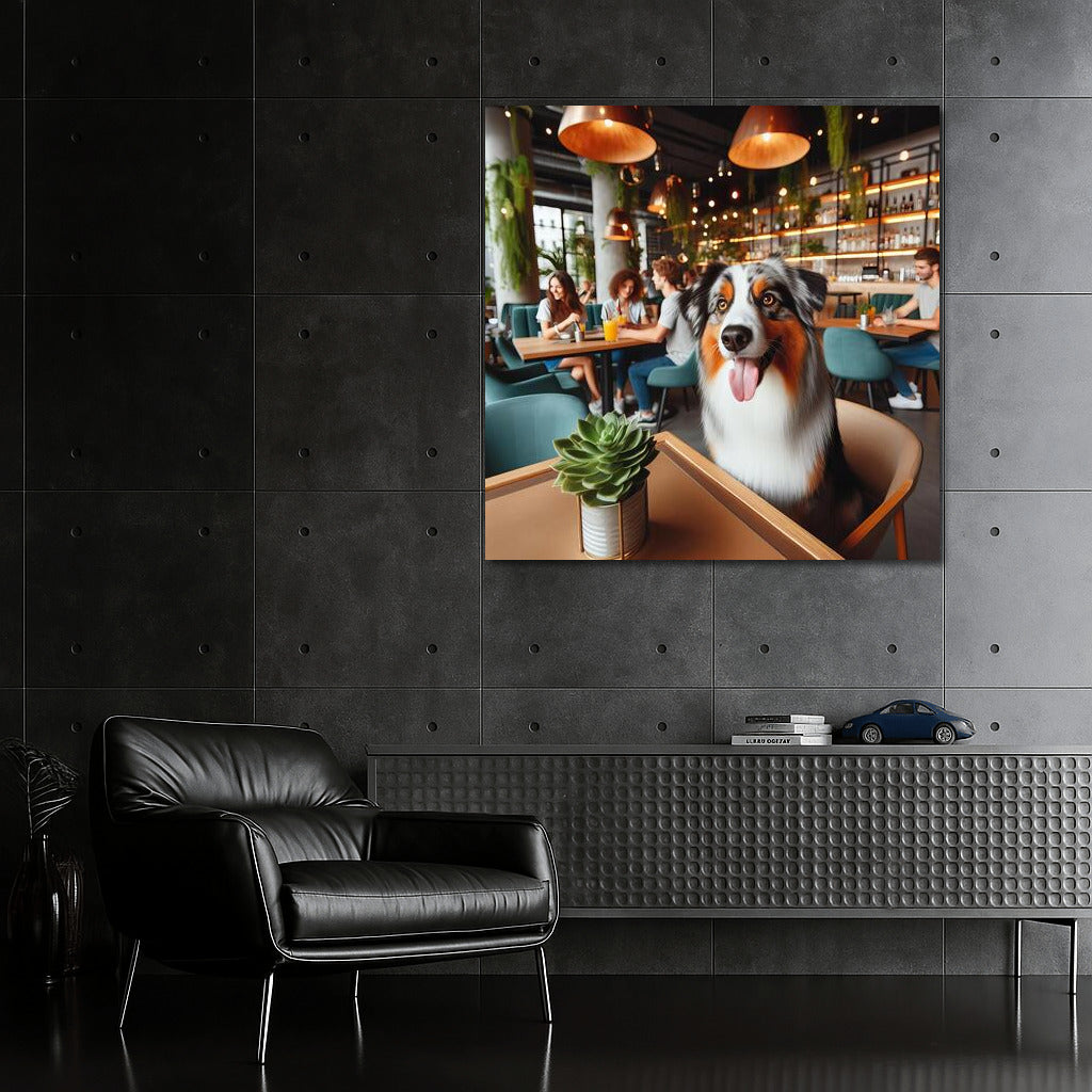 Australian Shepherd at the Fashion Cafe: Style and Atmosphere