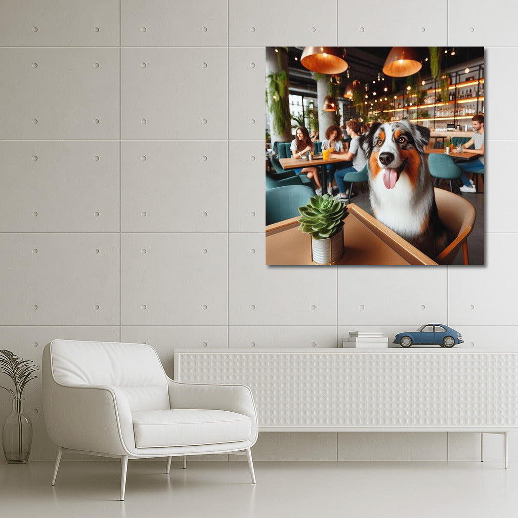 Australian Shepherd at the Fashion Cafe: Style and Atmosphere