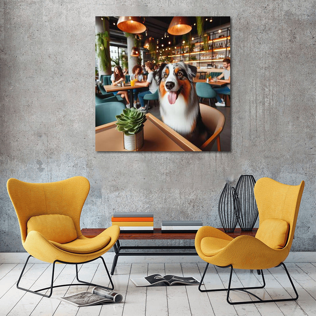 Australian Shepherd at the Fashion Cafe: Style and Atmosphere