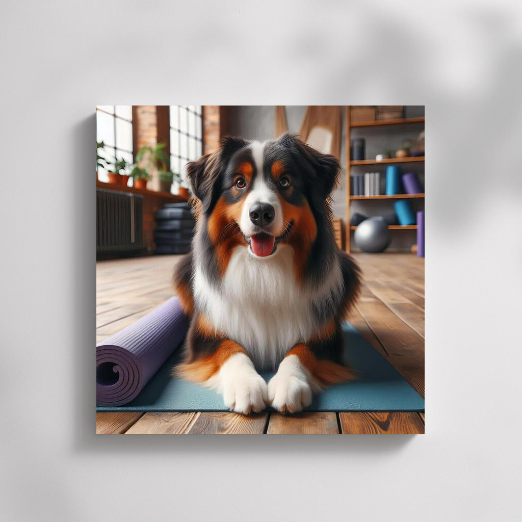 Australian Shepherd in Yoga Studio: Harmony and Style