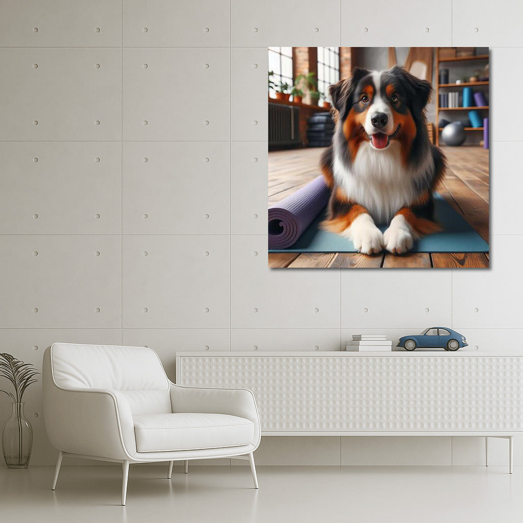Australian Shepherd in Yoga Studio: Harmony and Style