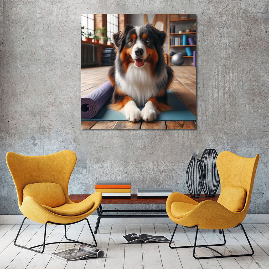 Australian Shepherd in Yoga Studio: Harmony and Style