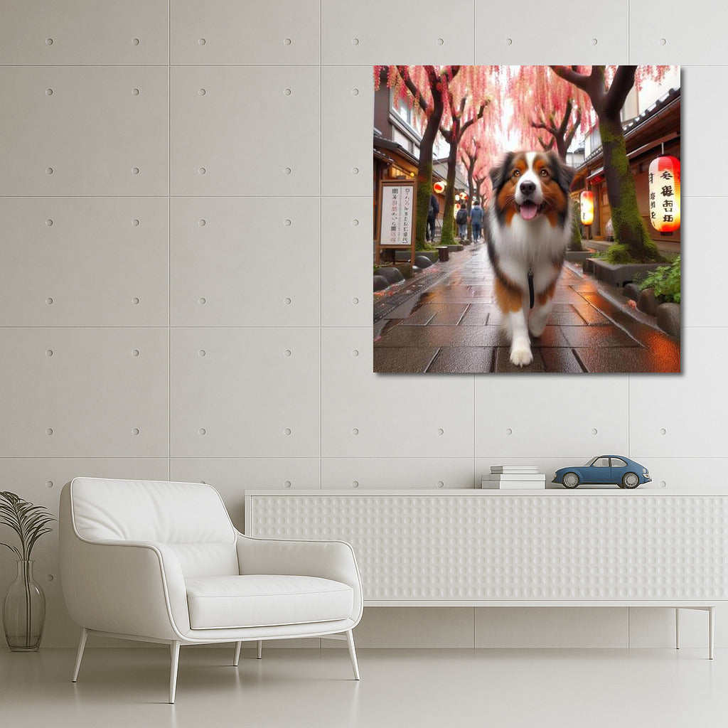 Australian Shepherd on the Streets of Japan: Traveling in Style