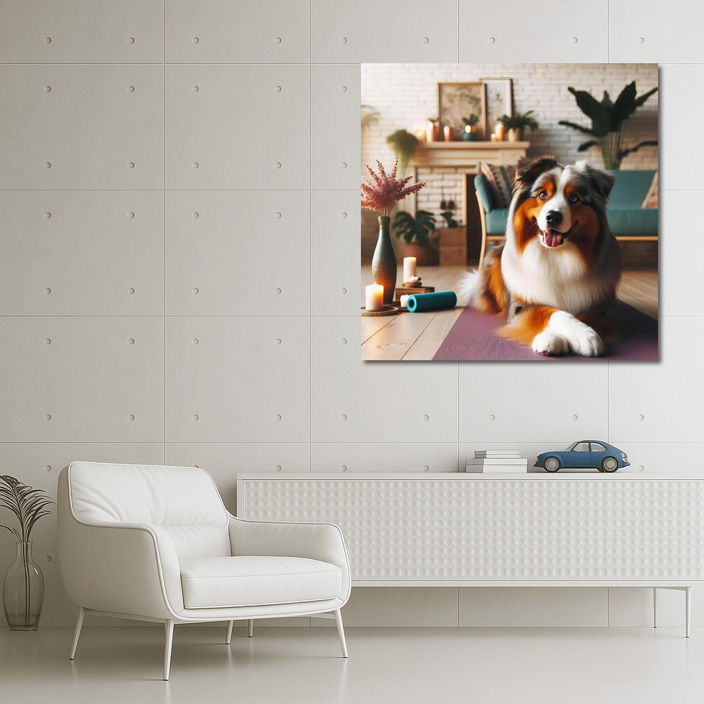 Australian Shepherd: Yoga and Comfort in a Green Oasis
