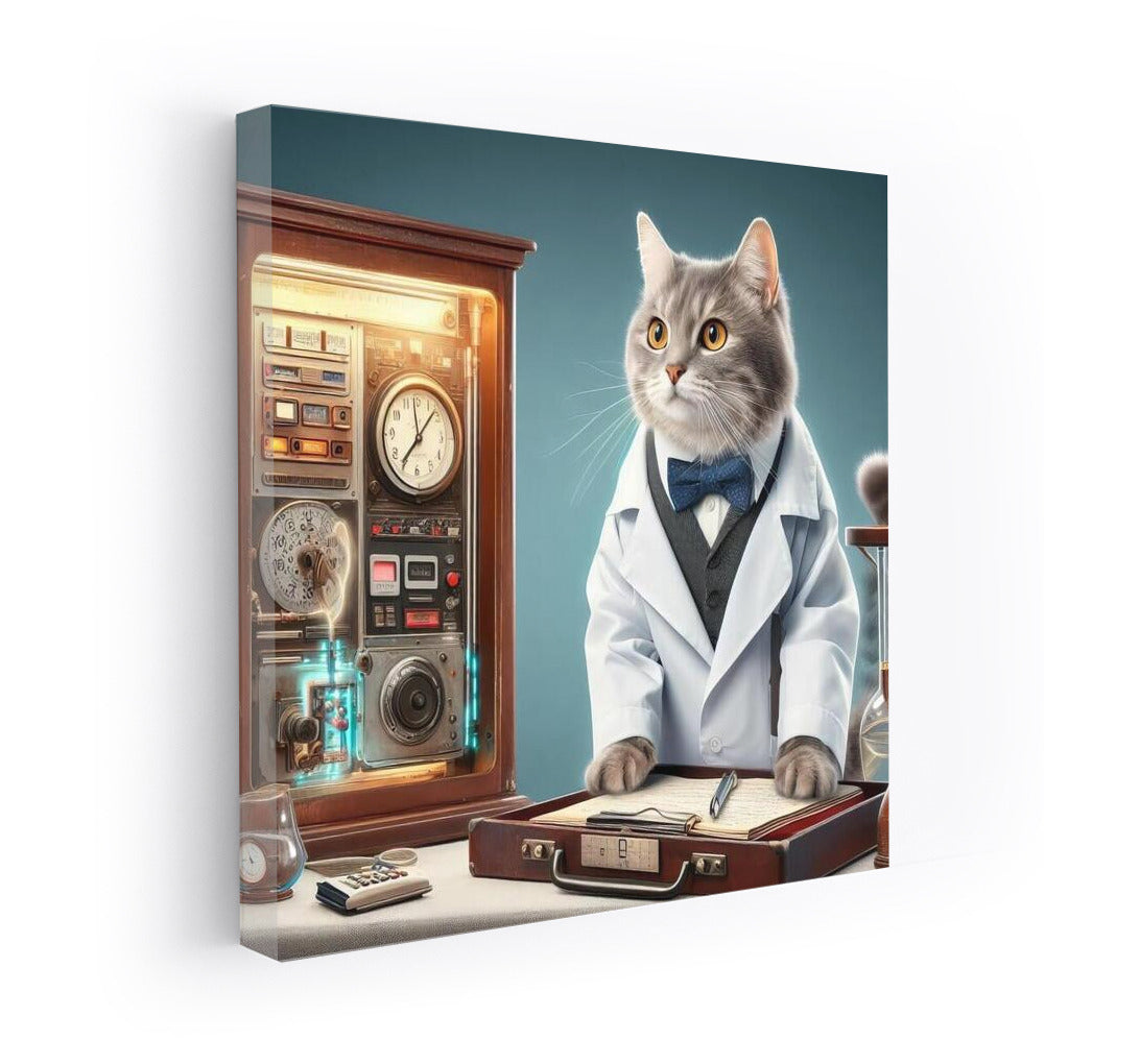 Back to the Future Scientist Cat: Furry Time Traveler