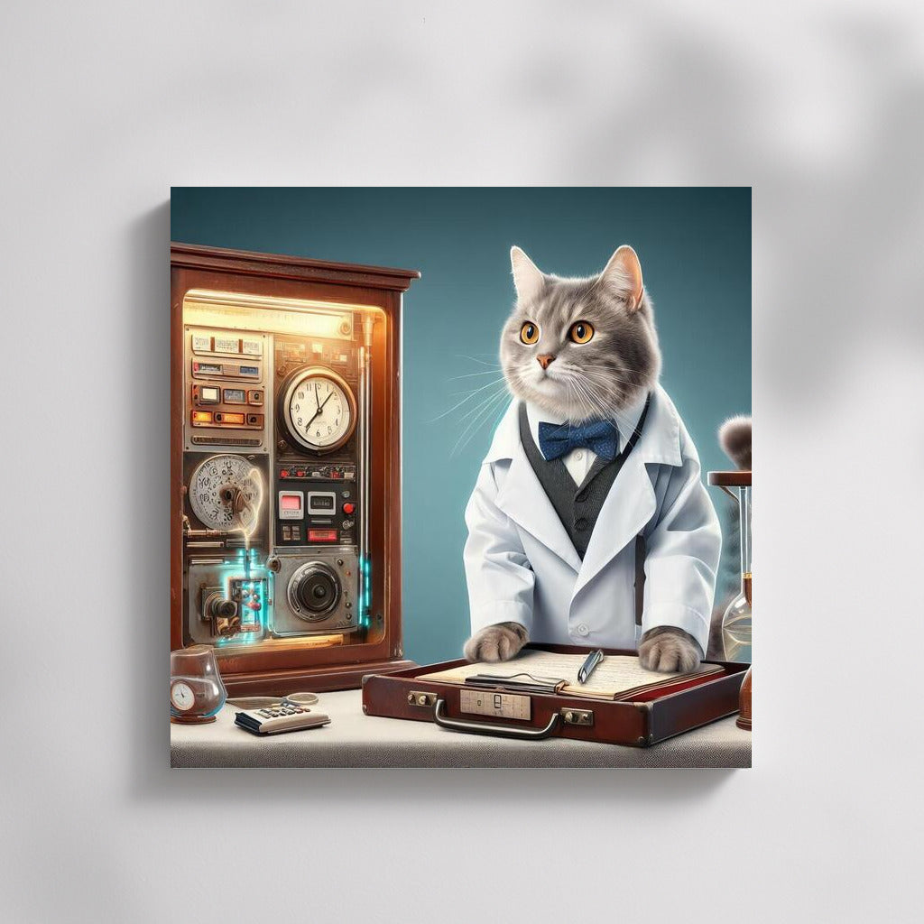 Back to the Future Scientist Cat: Furry Time Traveler