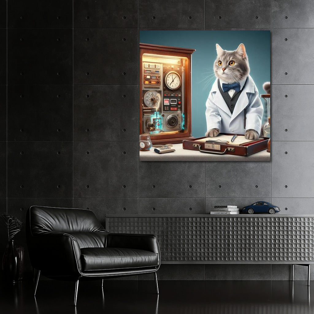 Back to the Future Scientist Cat: Furry Time Traveler