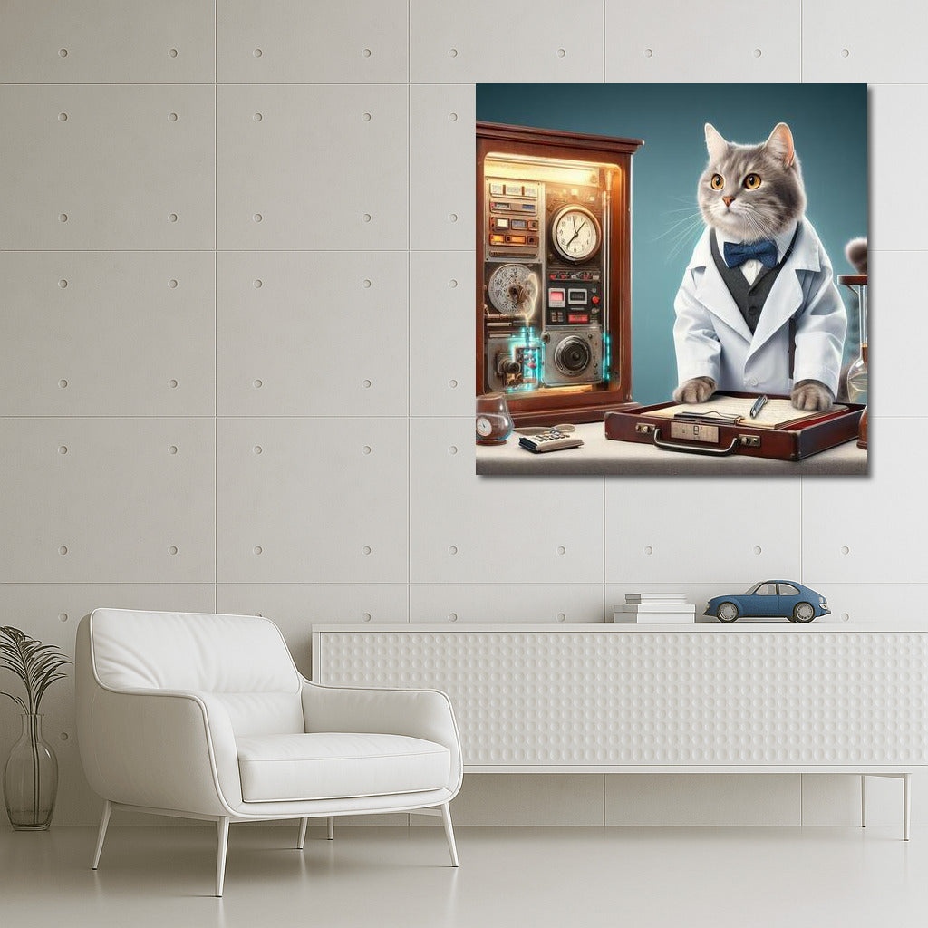 Back to the Future Scientist Cat: Furry Time Traveler