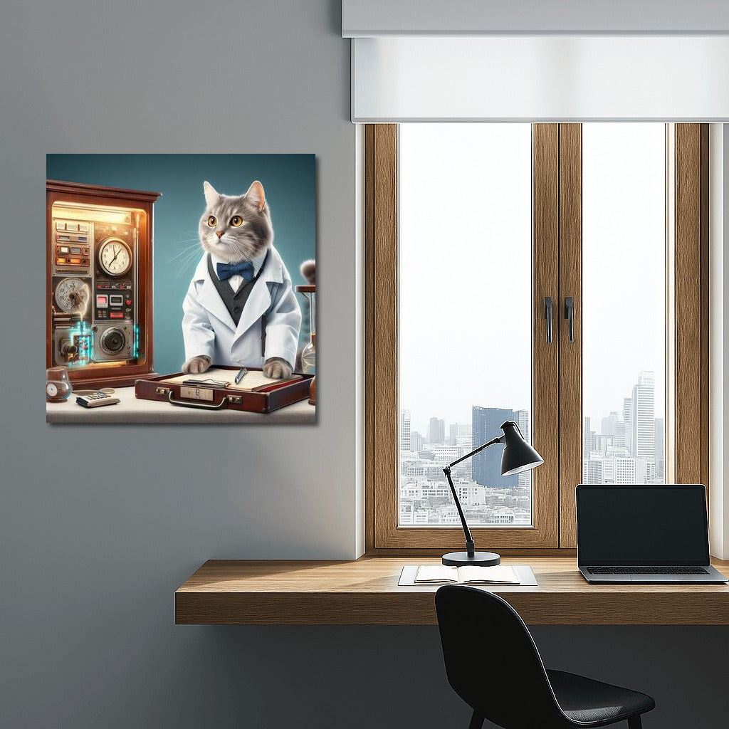 Back to the Future Scientist Cat: Furry Time Traveler