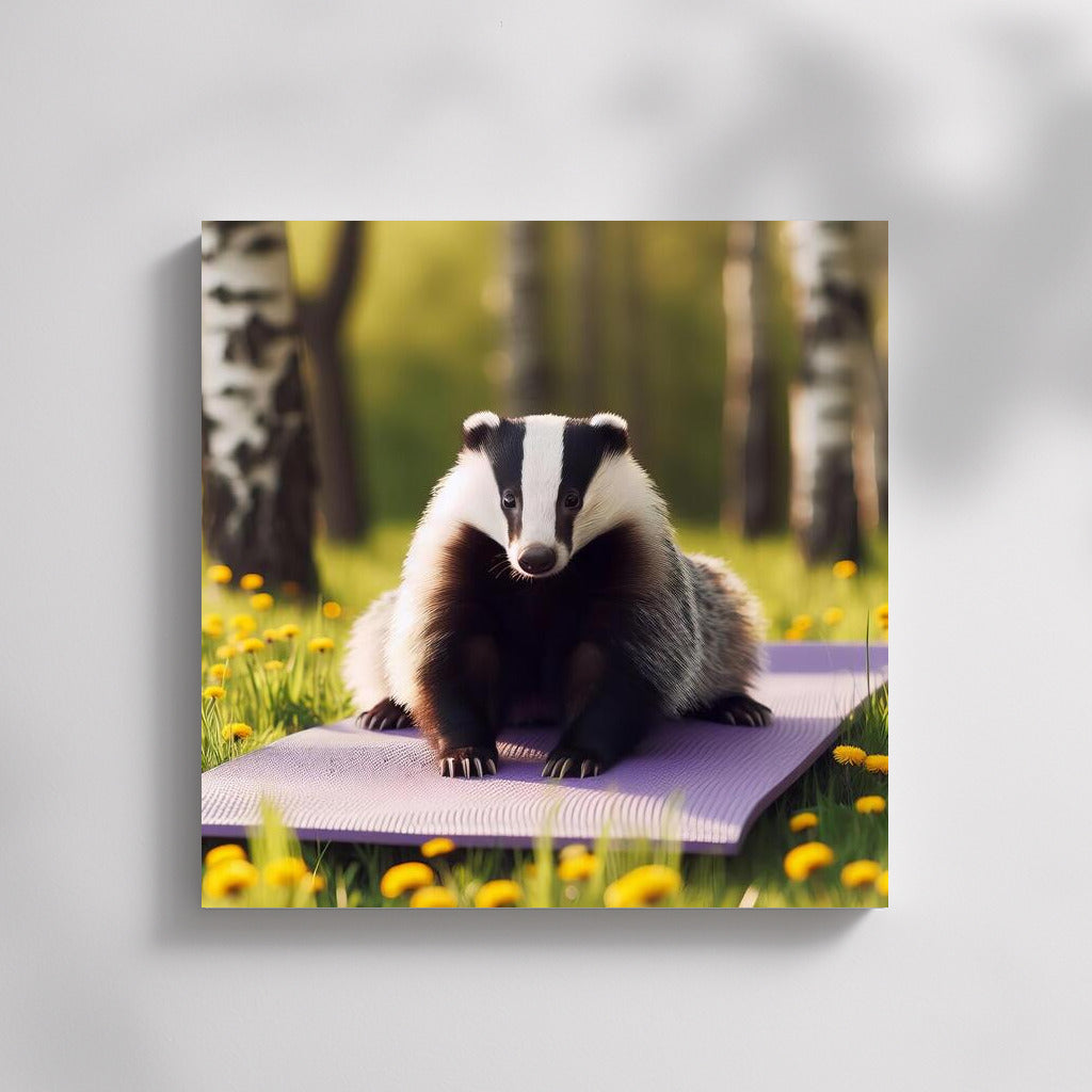 Badger on a Yoga Mat in the Park: Comfort and Inspiration