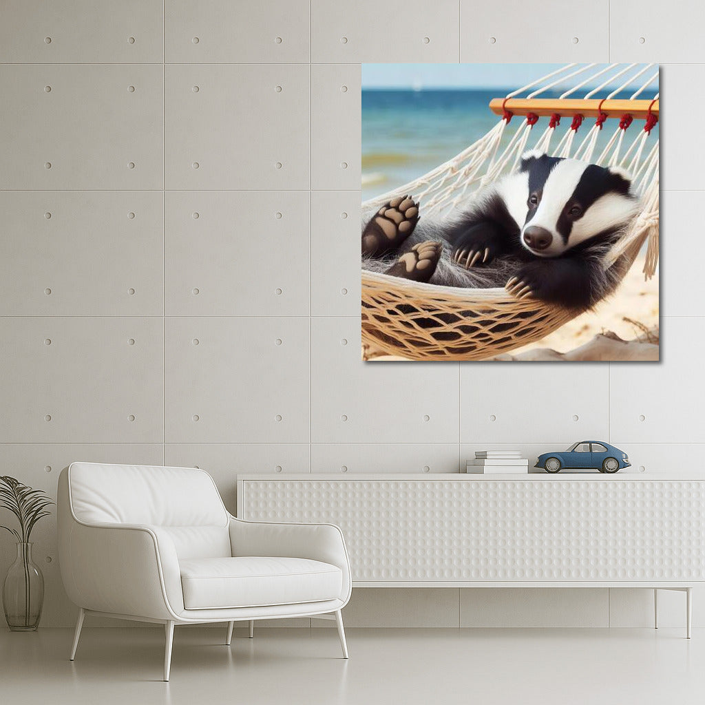 Badger on the Beach: Hammock and Summer Vacation