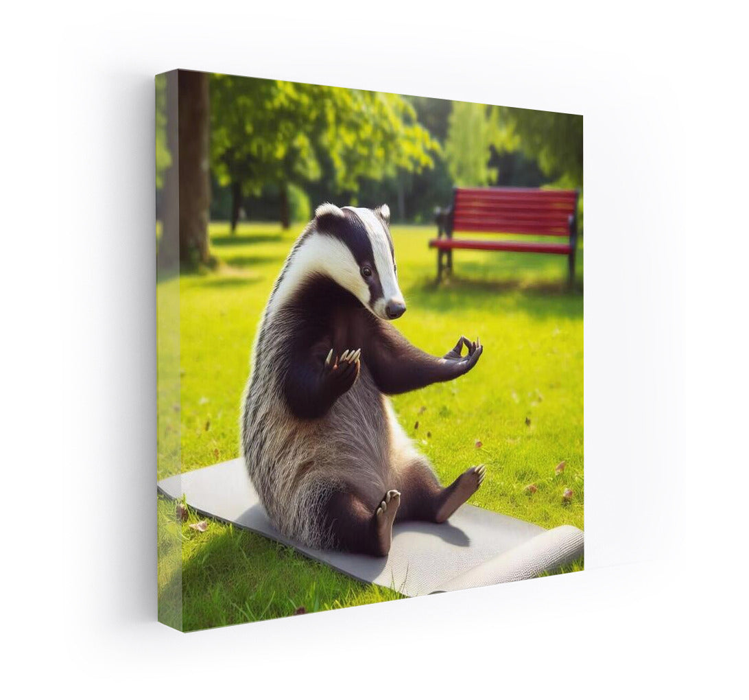 Yoga Badger in the Park: Harmony and Smile on Your Wall
