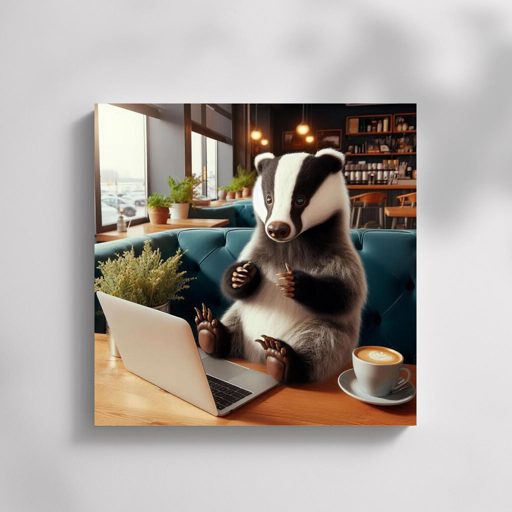 Badger in a Cafe with a Laptop: Modern Nature in the Interior