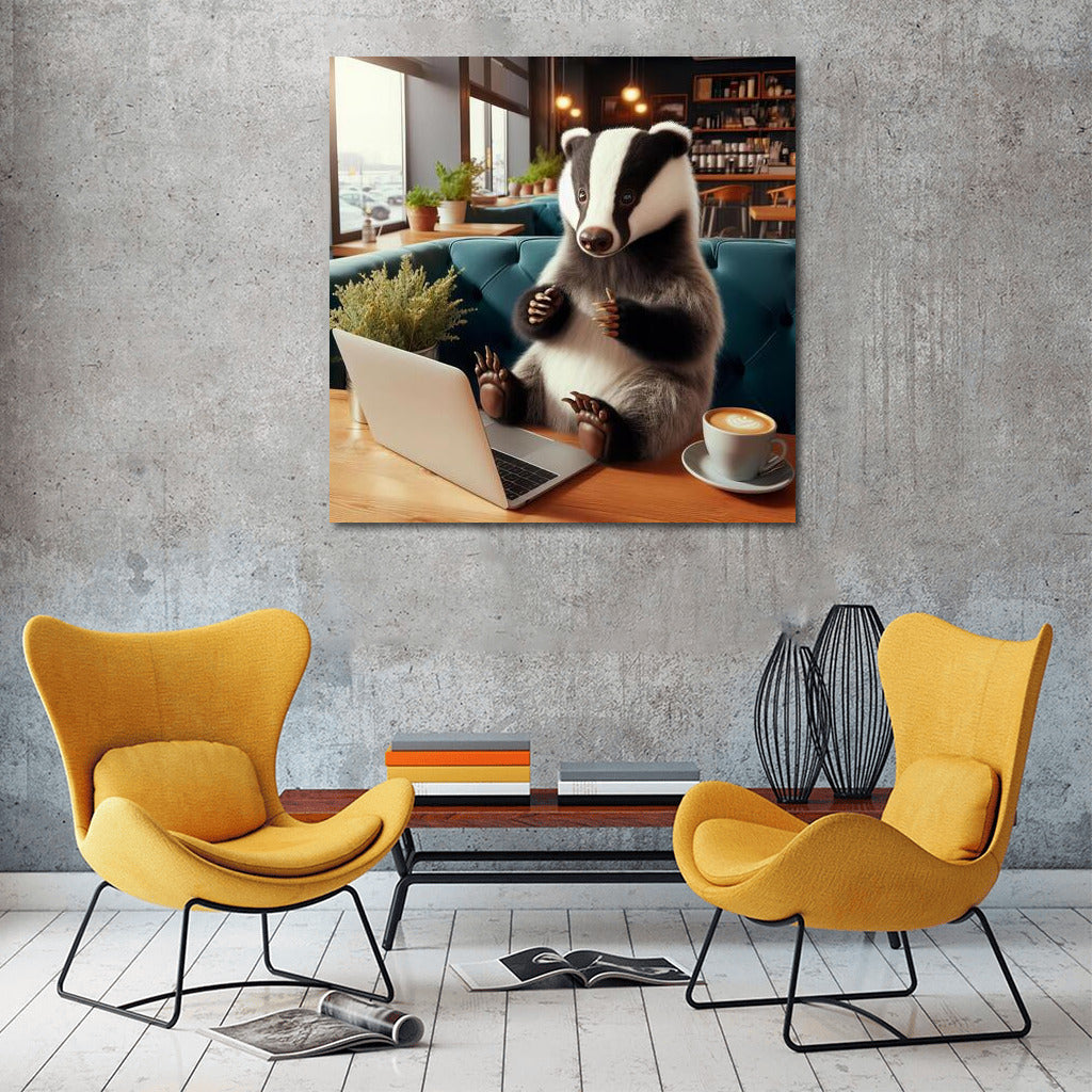 Badger in a Cafe with a Laptop: Modern Nature in the Interior