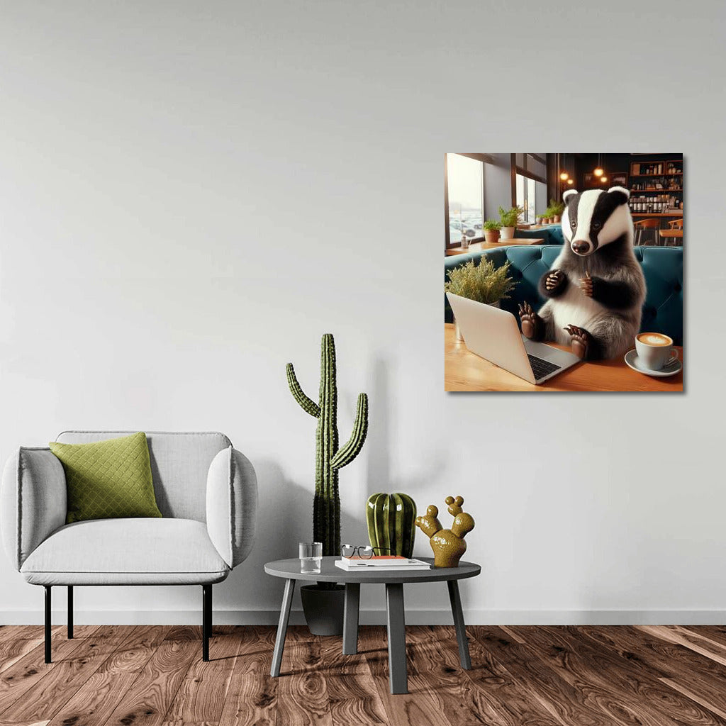 Badger in a Cafe with a Laptop: Modern Nature in the Interior