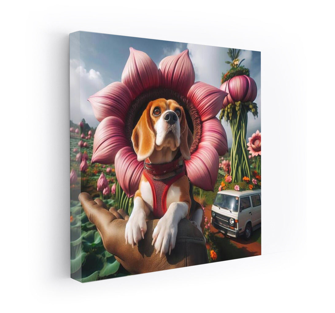 Beagle's Journey on a Giant Flower: A Magical World