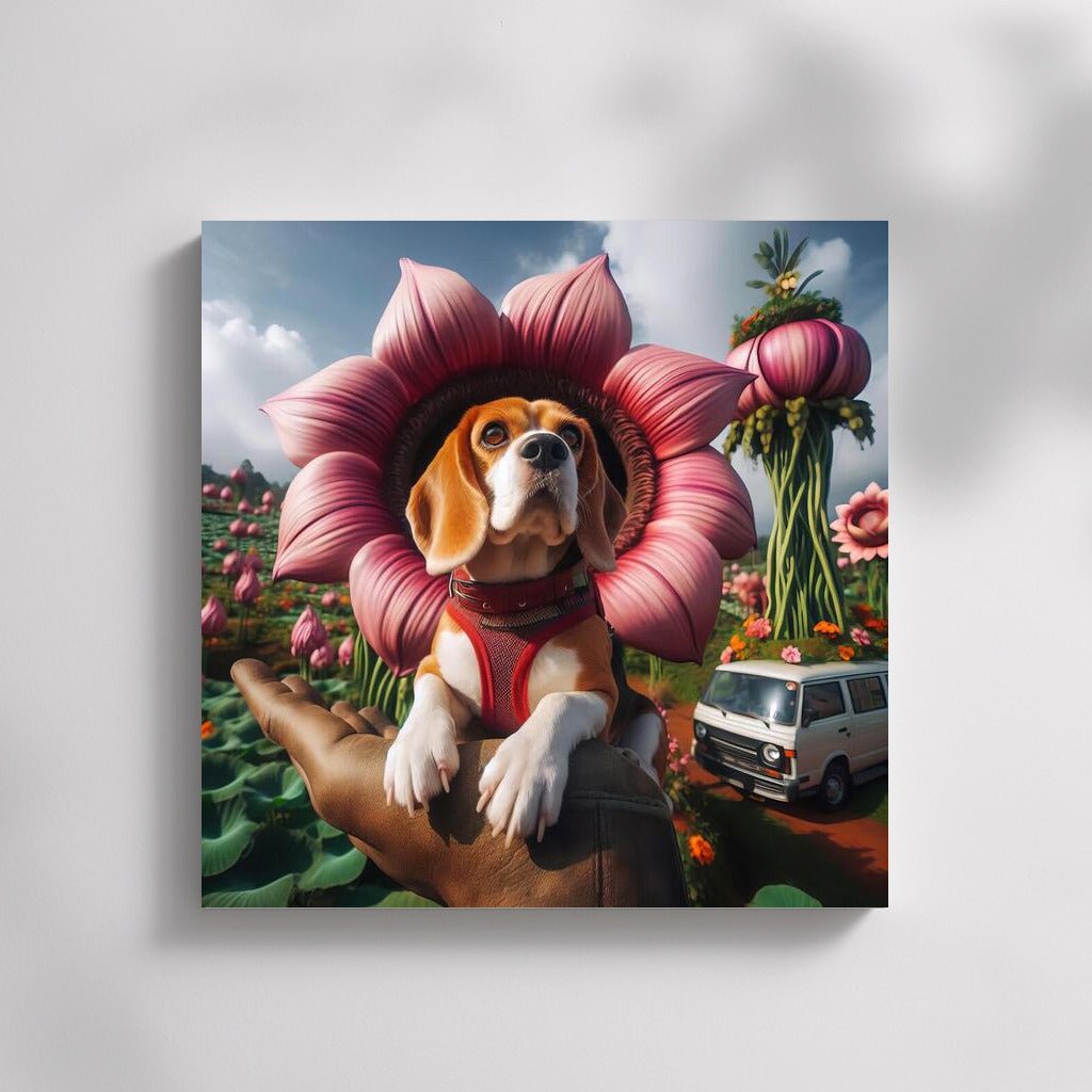 Beagle's Journey on a Giant Flower: A Magical World