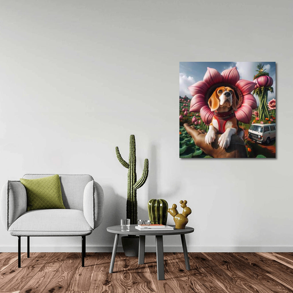 Beagle's Journey on a Giant Flower: A Magical World