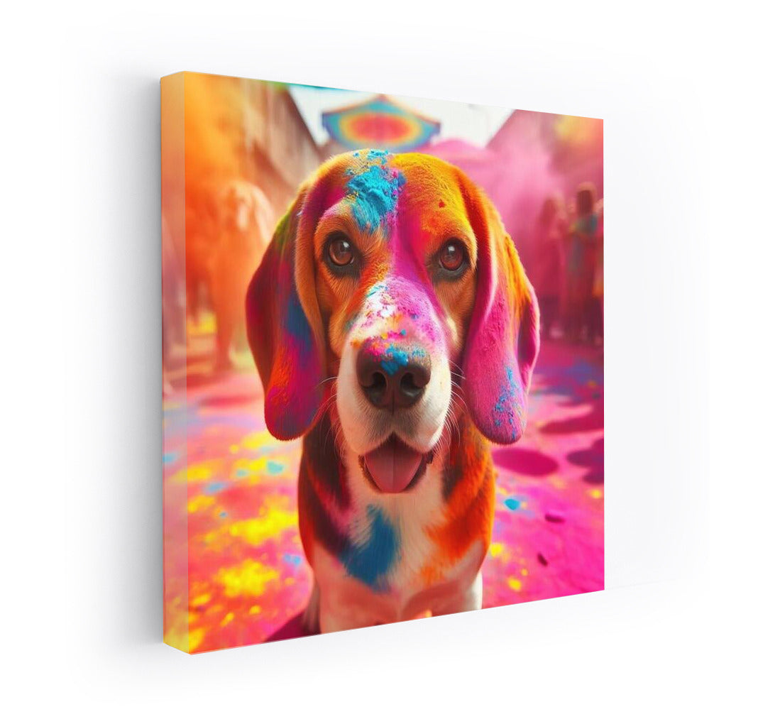 Beagle in Flowers: Vibrant Holi Festival