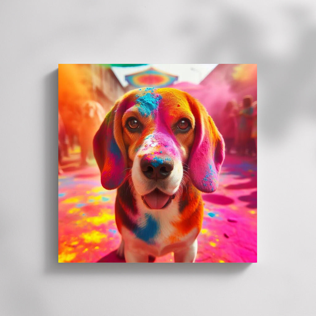 Beagle in Flowers: Vibrant Holi Festival