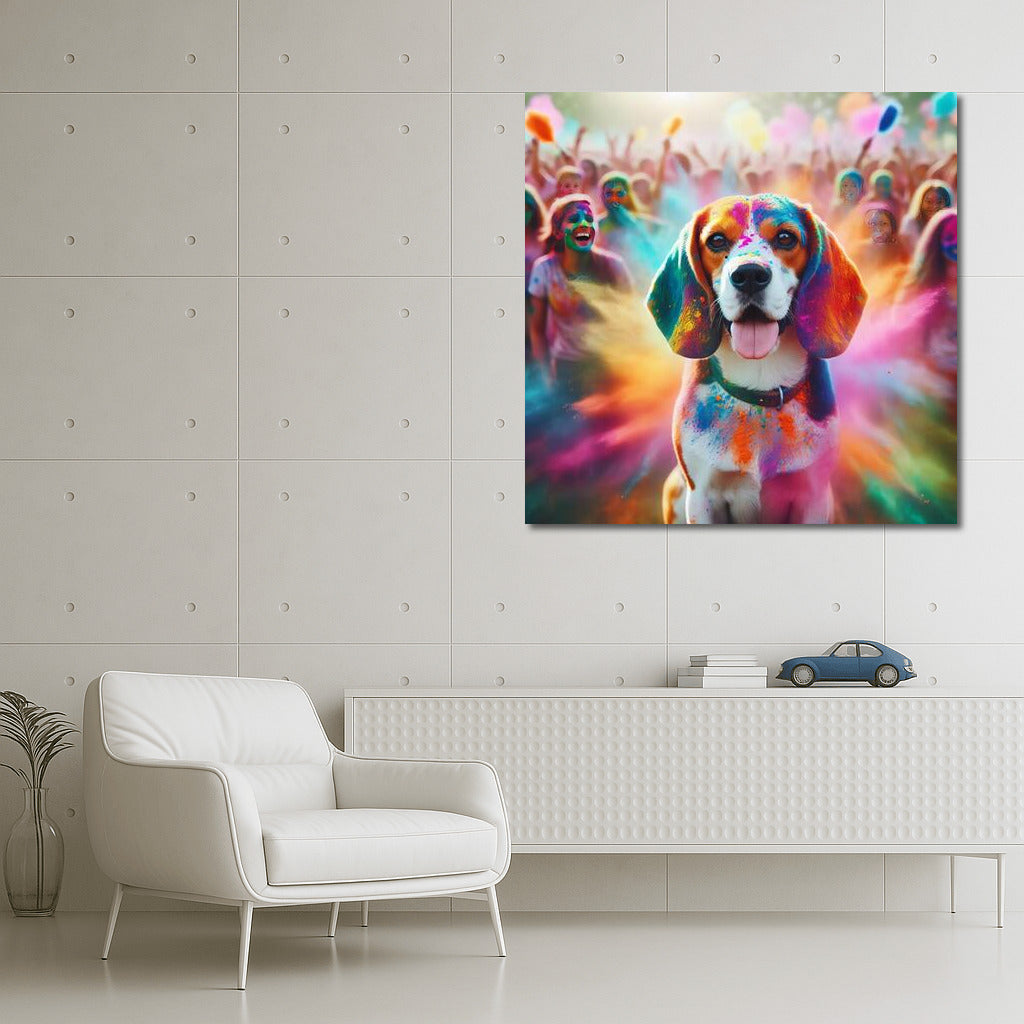 Beagle at the Holi Extravaganza: An Explosion of Colours and Joy