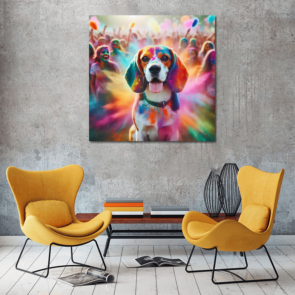 Beagle at the Holi Extravaganza: An Explosion of Colours and Joy