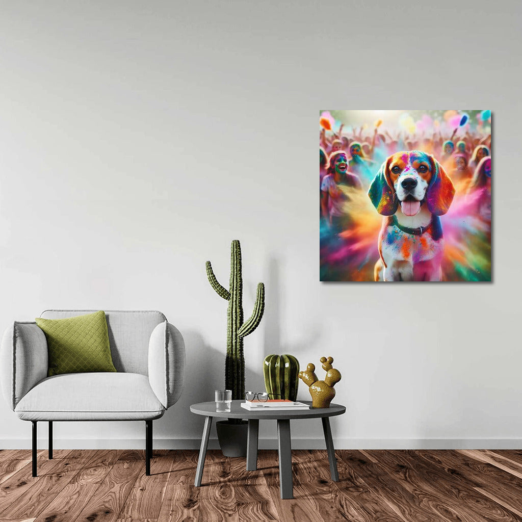 Beagle at the Holi Extravaganza: An Explosion of Colours and Joy