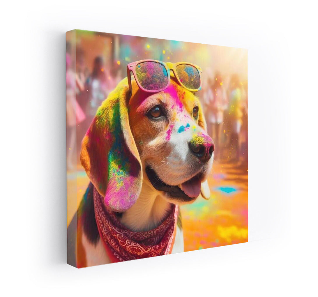 Beagle in Rainbow Extravaganza: Holi in Colours