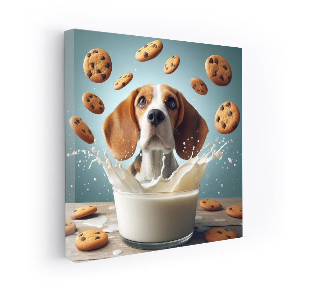Beagle in a Milk Pool with Floating Cookies: Humor for Foodies