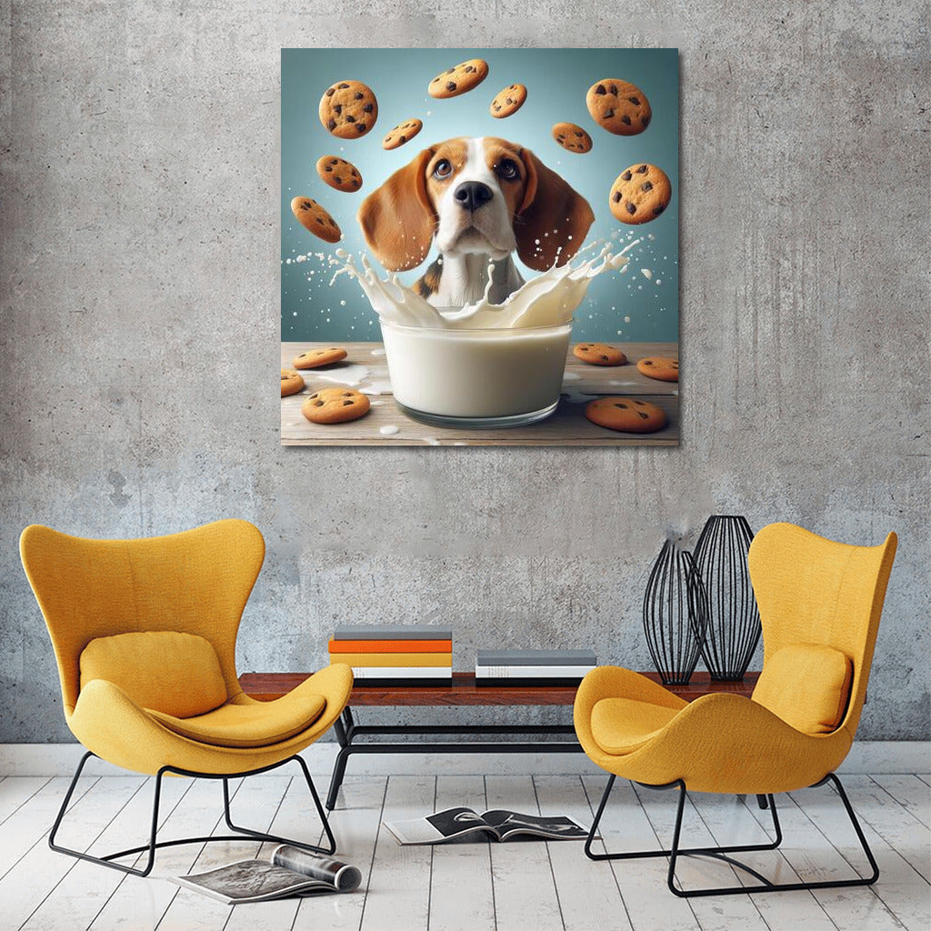 Beagle in a Milk Pool with Floating Cookies: Humor for Foodies