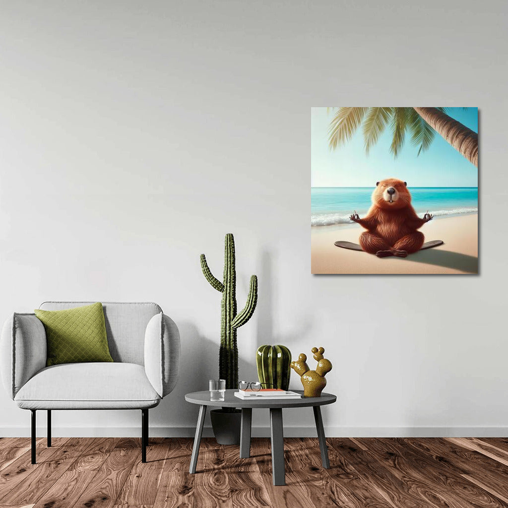 Tranquility on the Beach: Meditating Beaver