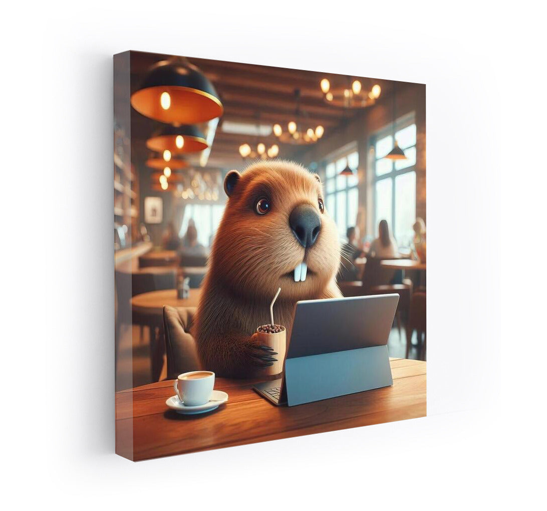 Beaver in a Cafe with a Laptop: Coziness and Inspiration for a Modern Interior