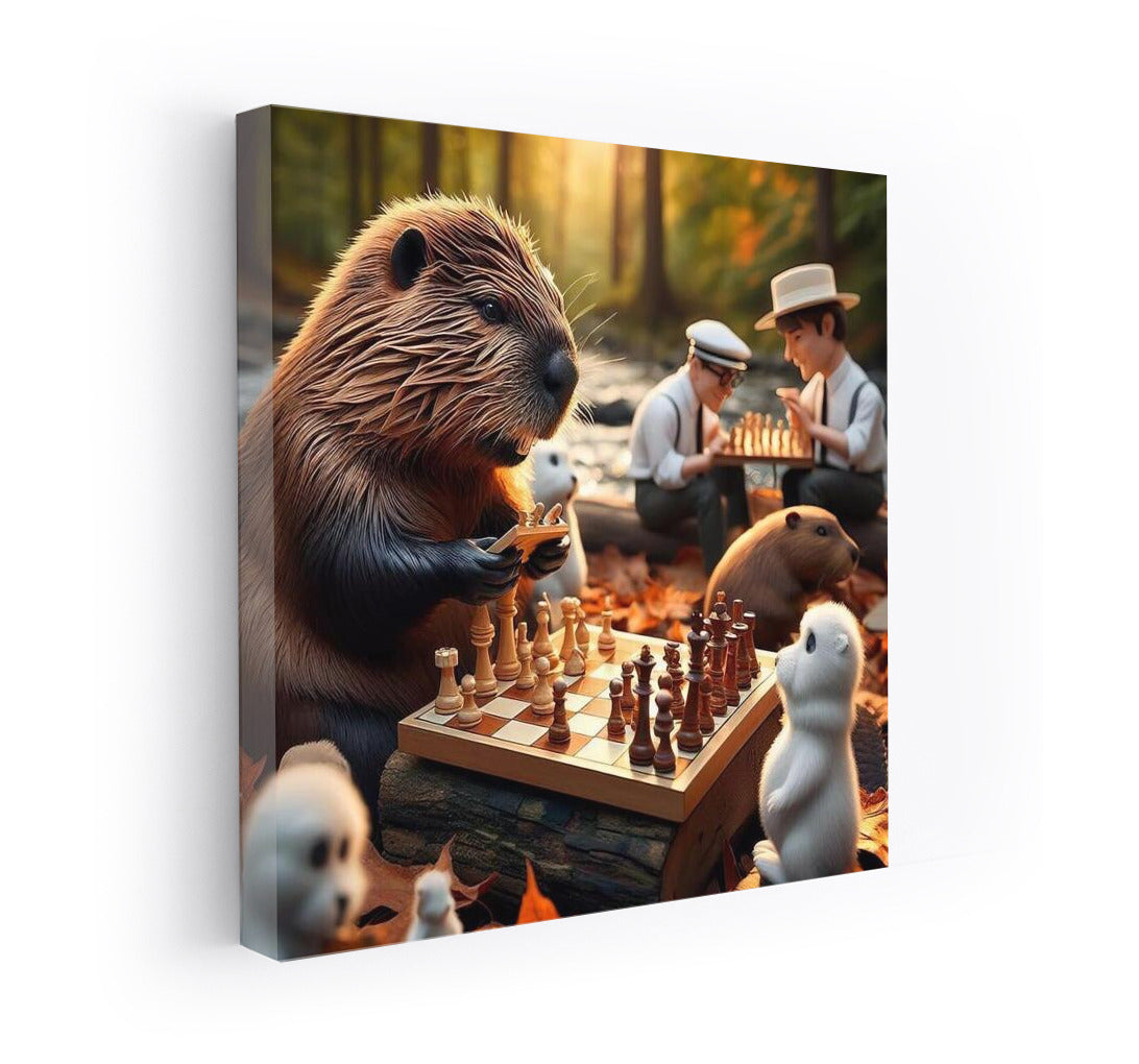 Chess Beaver in Autumn Park: The Magic of Wall Decor