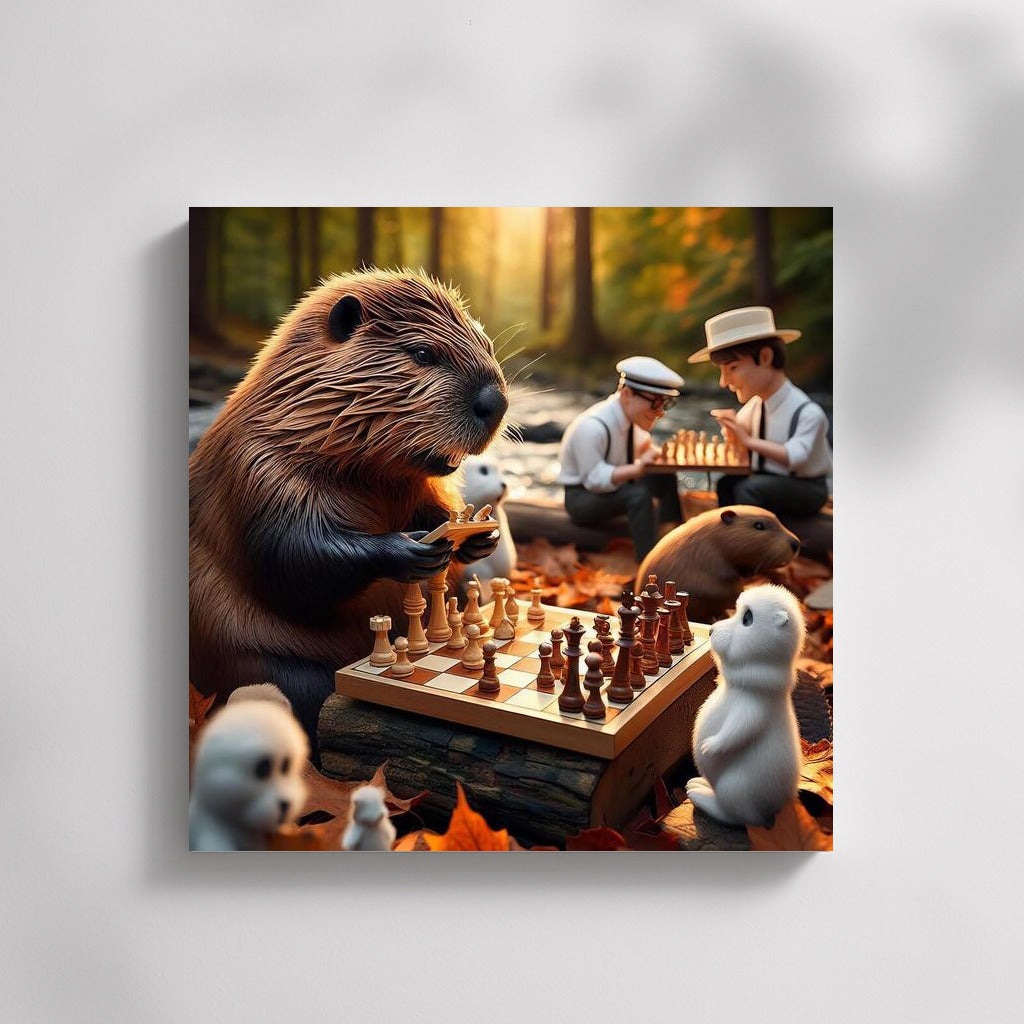 Chess Beaver in Autumn Park: The Magic of Wall Decor