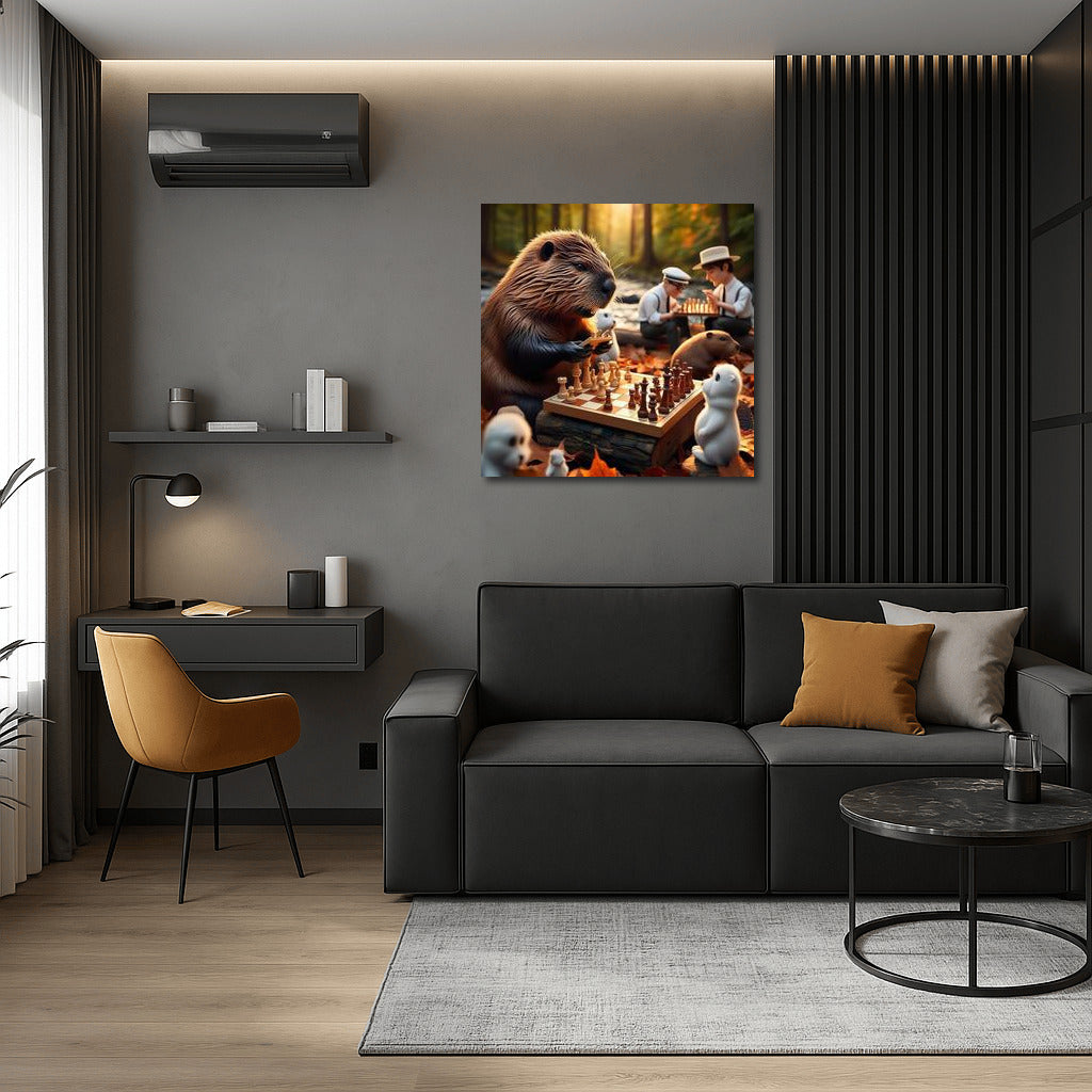 Chess Beaver in Autumn Park: The Magic of Wall Decor