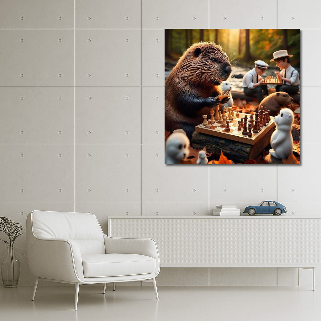 Chess Beaver in Autumn Park: The Magic of Wall Decor