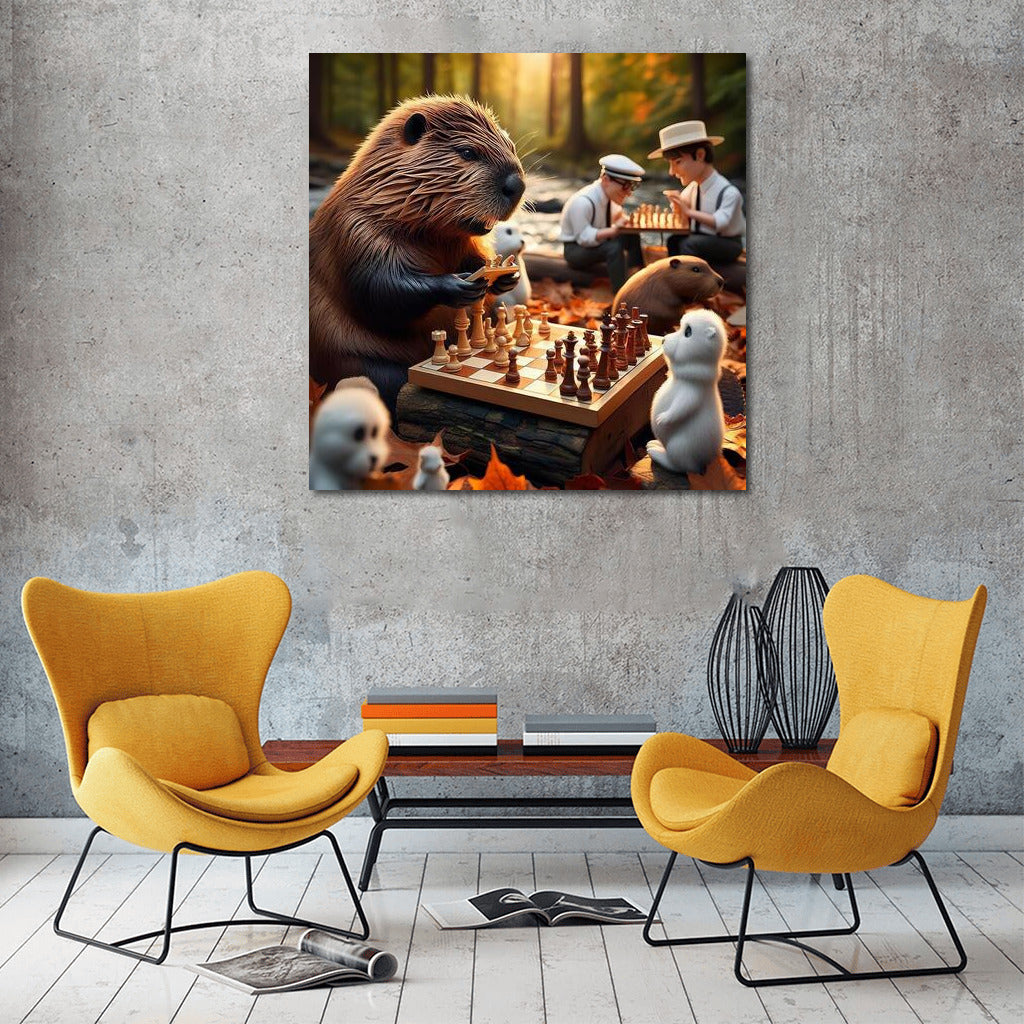 Chess Beaver in Autumn Park: The Magic of Wall Decor
