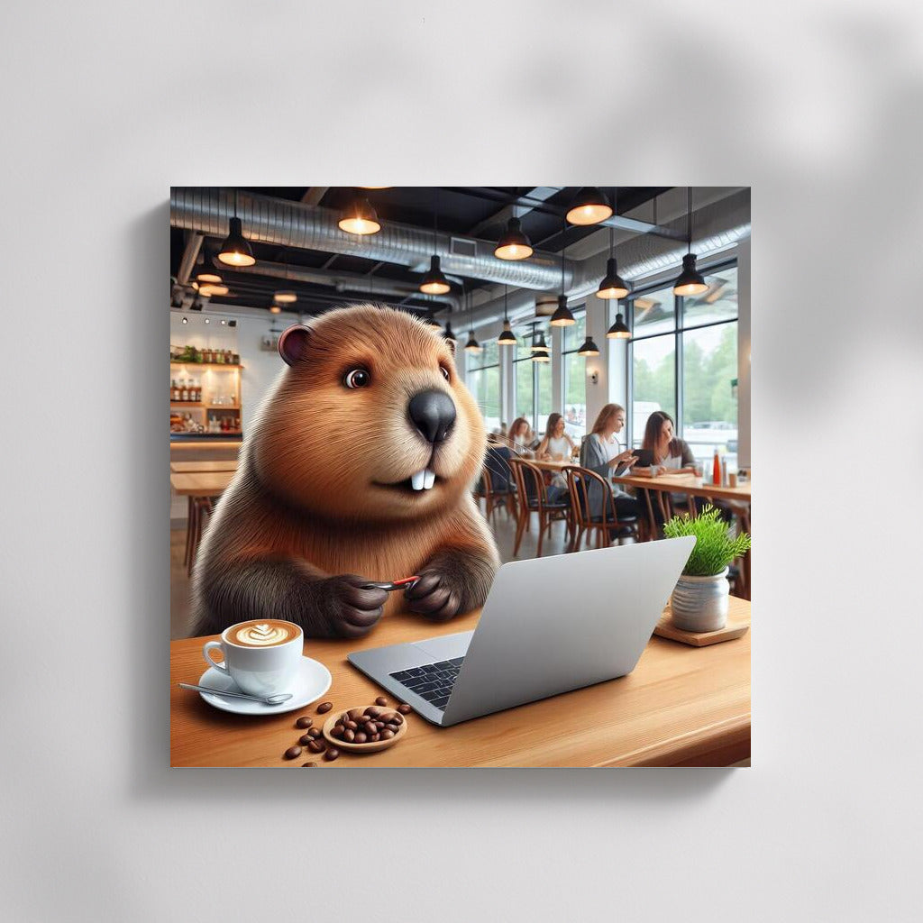 Beaver in a Cafe with a Laptop: Comfort and Warmth in Your Interior