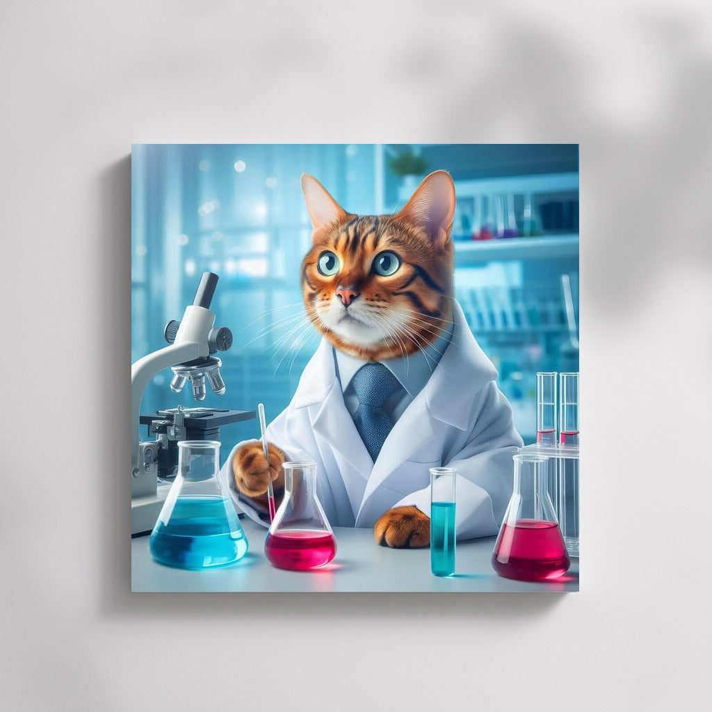 Bengal Scientist Cat: Lab Experiments with Humor