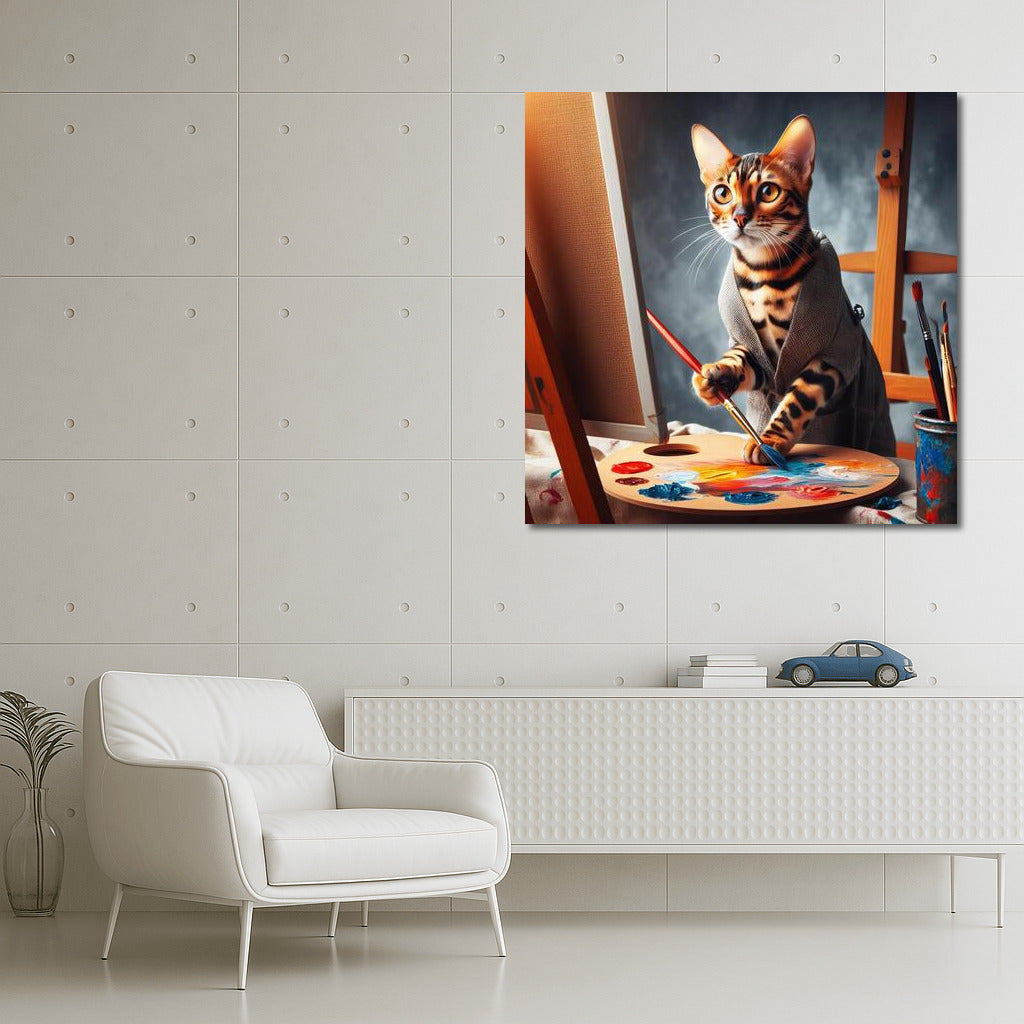 Bengal Cat Artist: Creative Process on Canvas