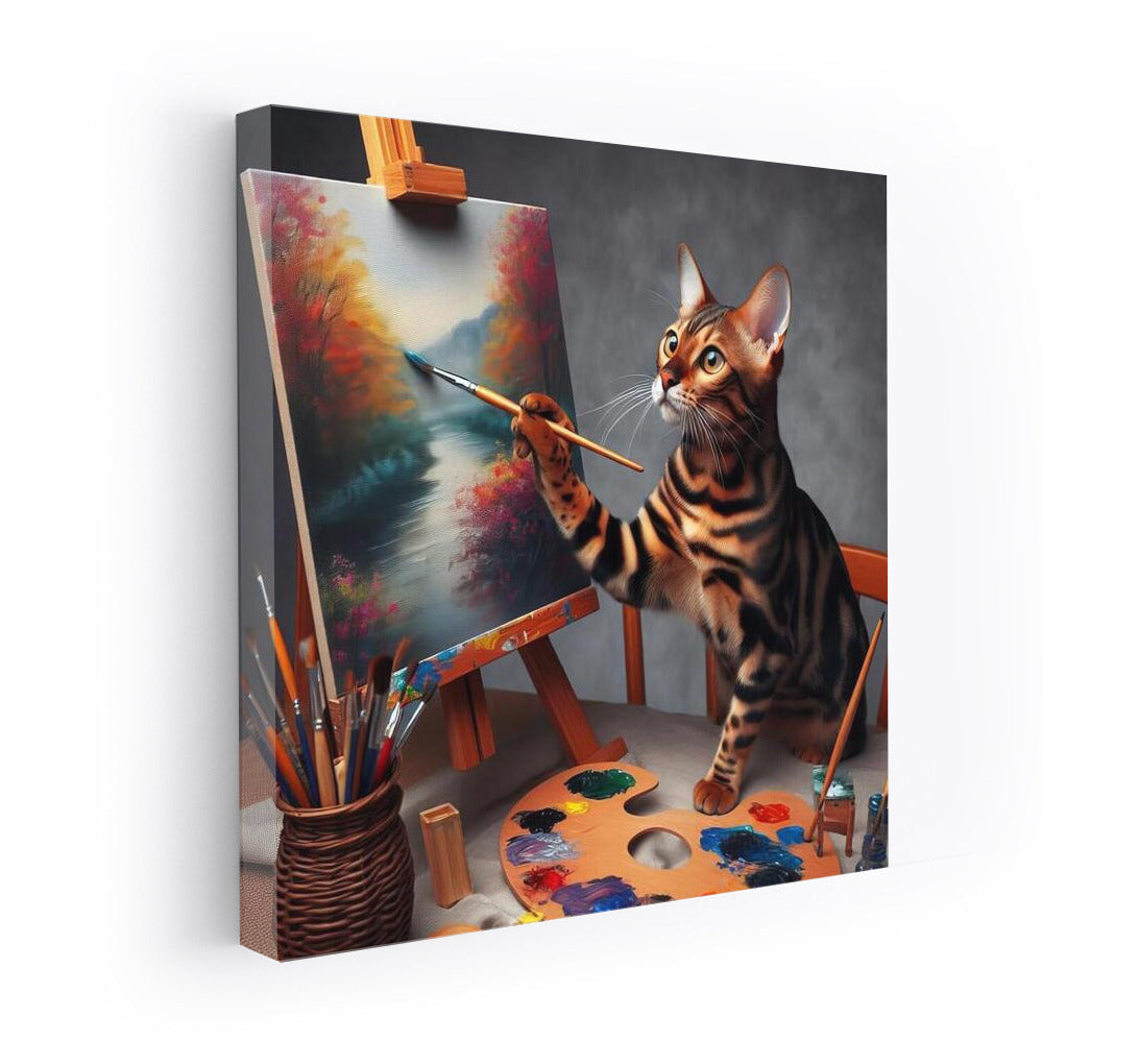 Bengal Cat Artist: Mastery on Canvas