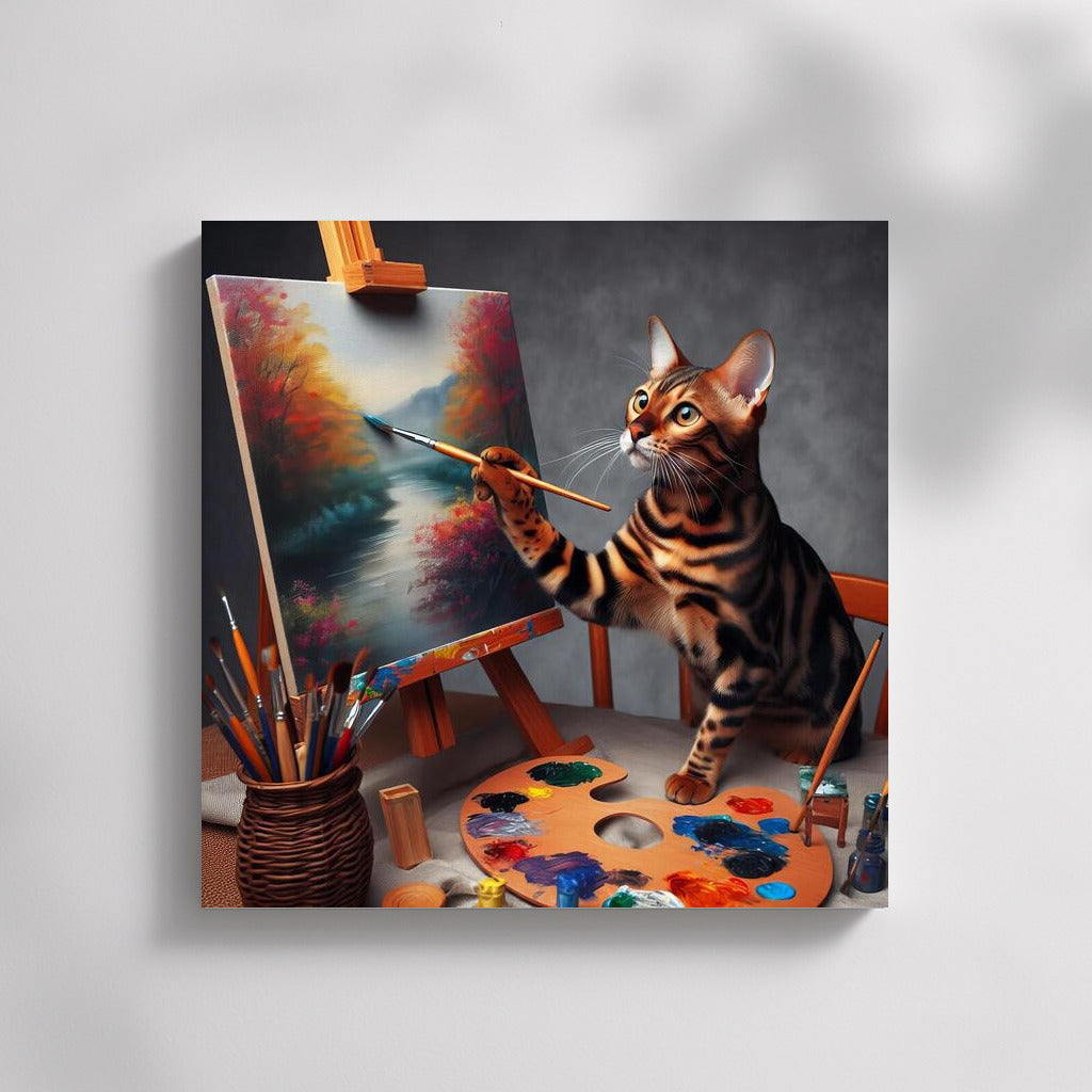 Bengal Cat Artist: Mastery on Canvas
