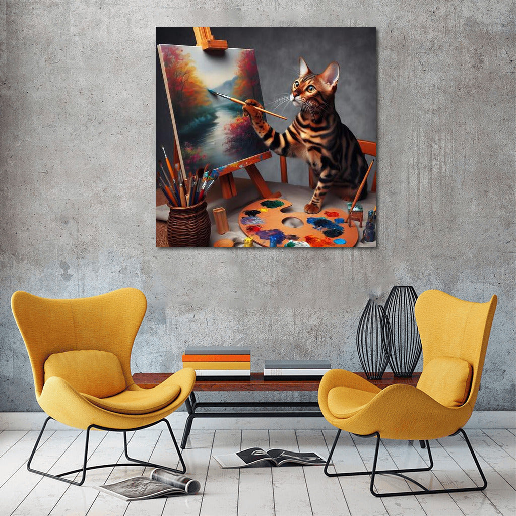Bengal Cat Artist: Mastery on Canvas