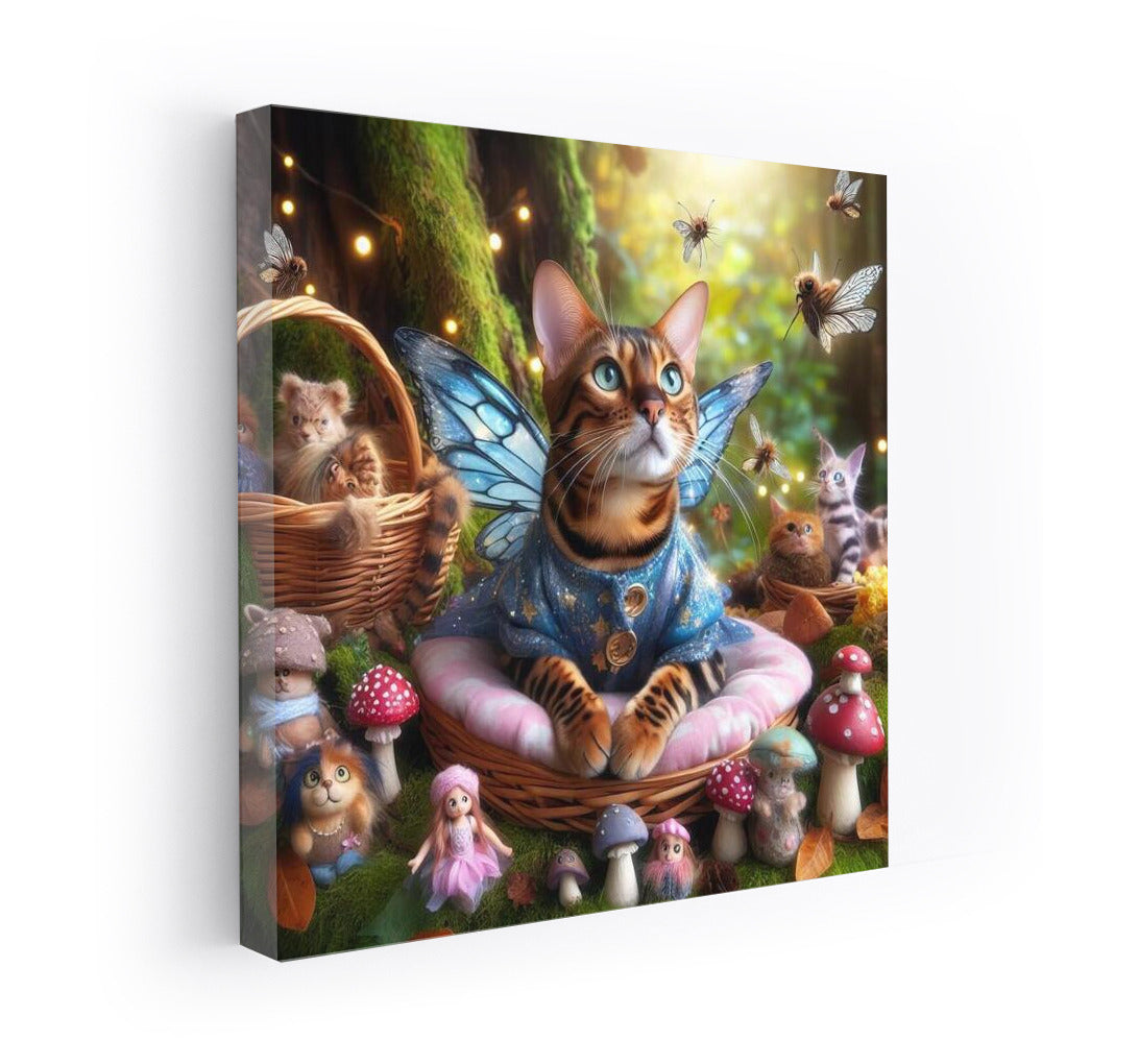 Bengal Cat in the Magical Forest: Fairy Clothes and Fairies