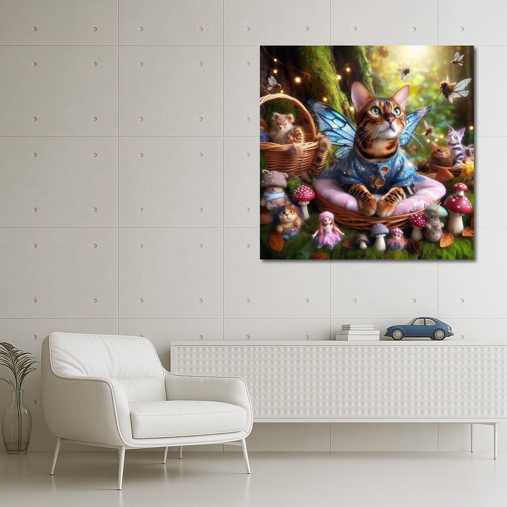 Bengal Cat in the Magical Forest: Fairy Clothes and Fairies