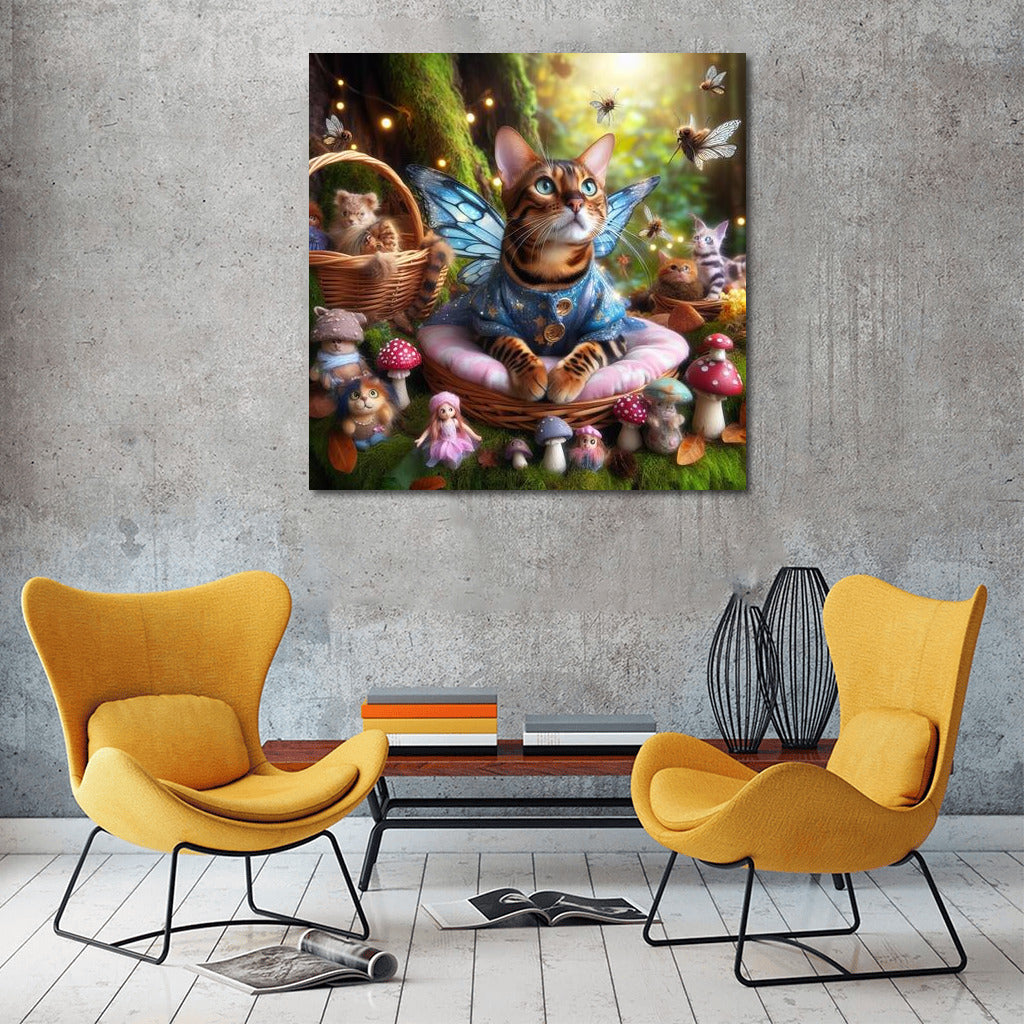 Bengal Cat in the Magical Forest: Fairy Clothes and Fairies