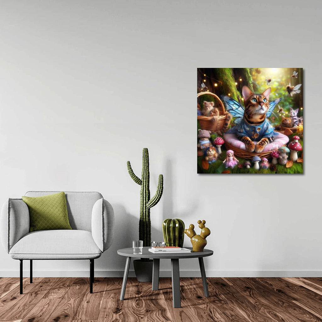 Bengal Cat in the Magical Forest: Fairy Clothes and Fairies